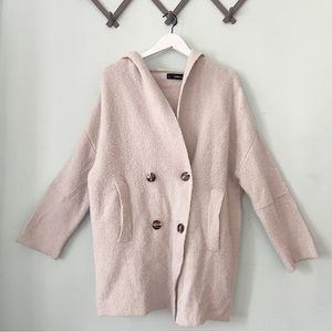 Zara Double Breasted Sweater Jacket in Beige